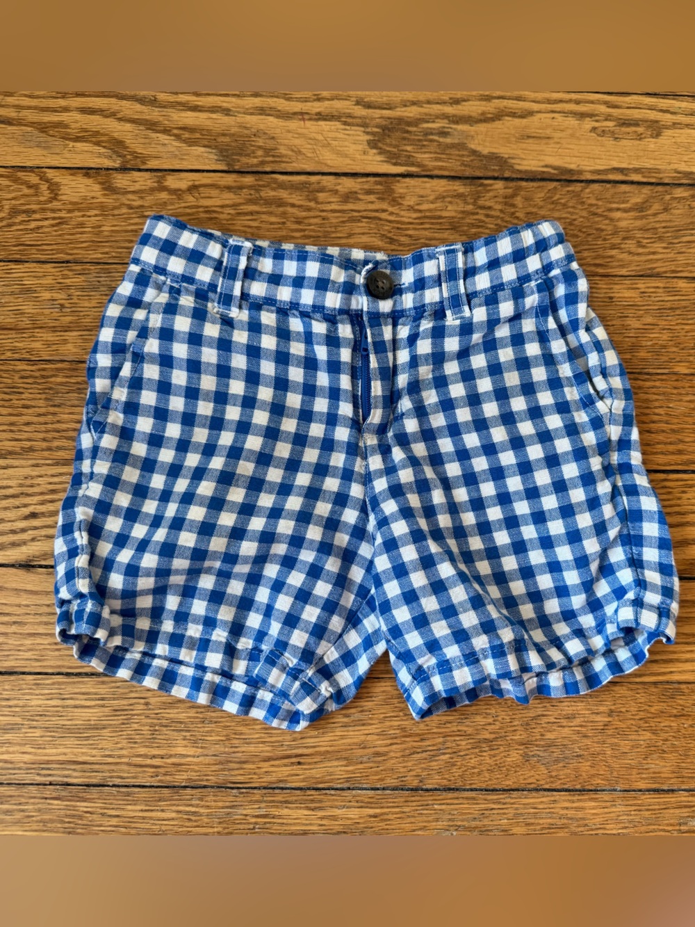 Janie and Jack Blue and White Gingham Shorts - Size 3